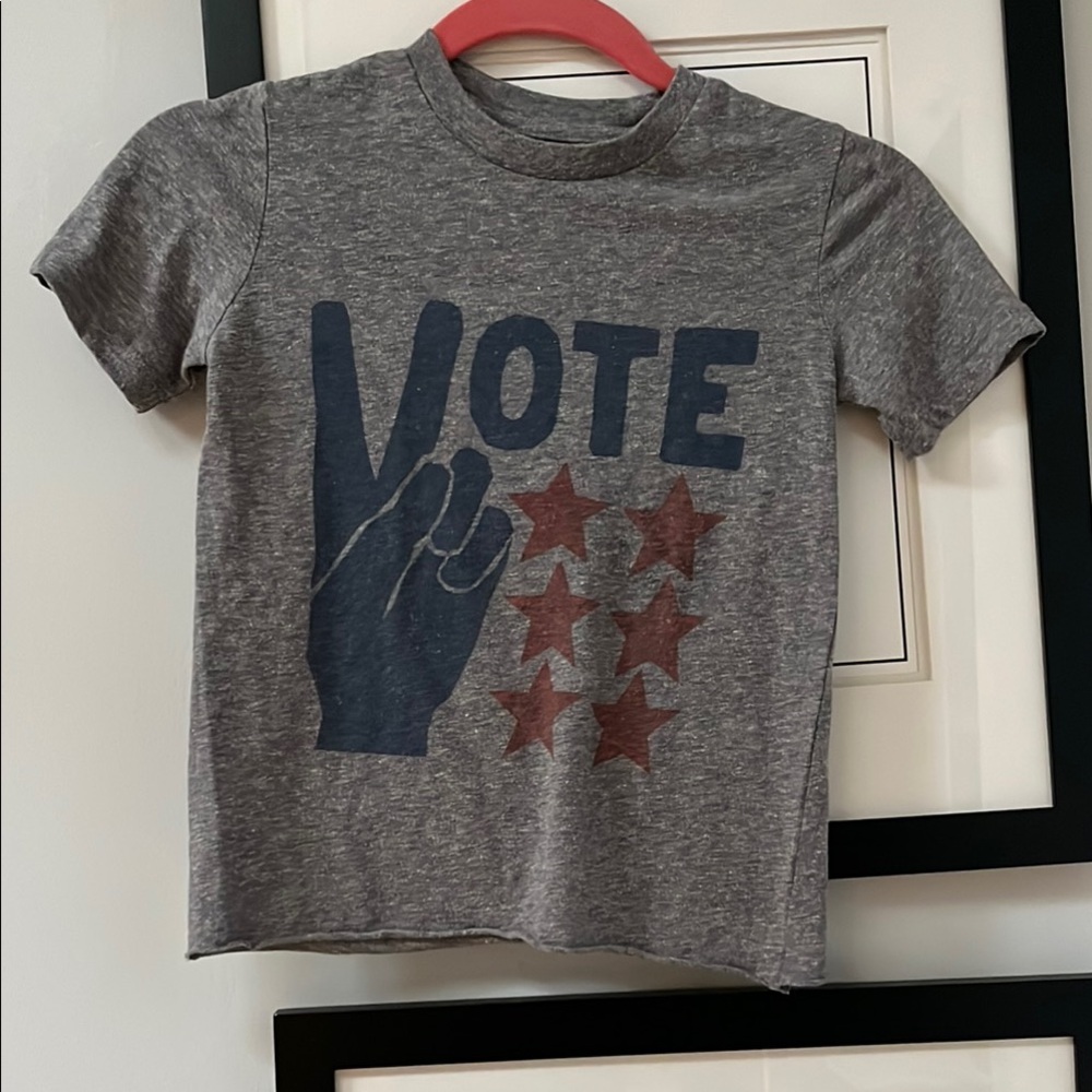 Gray Kids Vote Graphic T-Shirt by Kid Dangerous Sz 8-10